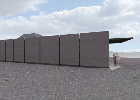 Solar-Powered Concrete Structure Embracing the Volcanic Landscape with Regional Materials  