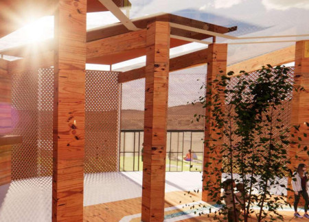 Curvilinear Community Hub Crafted from Rammed Earth and Local Timber  