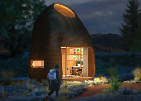 Curvilinear Microhouse Crafted from Cross-Laminated Timber with Eco-Friendly Features