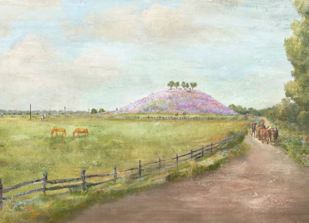 Earthworks Mound with Native Flora Supporting Community Interaction