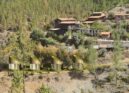Cylindrical Retreat Crafted from Cross-Laminated Timber with Integrated Green Roof