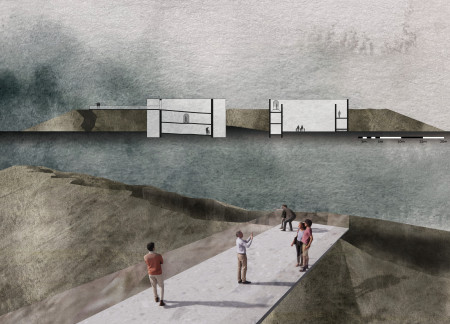 Visitor Center with Reflective Facades and Layered Textile Environments in the Icelandic Landscape