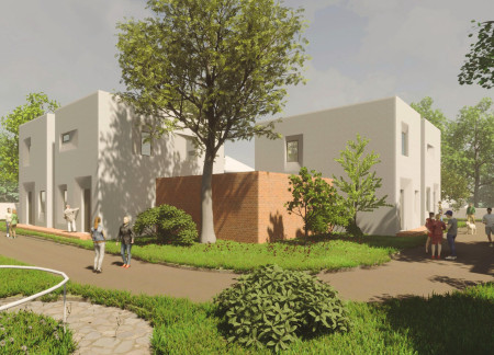 Tactile Brick Facades and Natural Wood Features in Accessible Residential Community