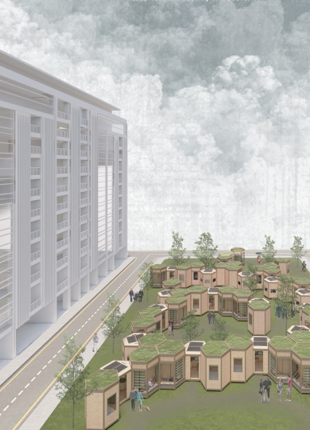 Charred Wooden Shingles and Green Roofs Defining Sustainable Urban Living Spaces  