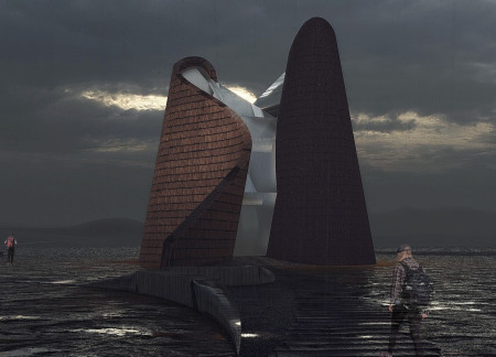 Charred Wood Facade Enhanced by Geothermal Systems in a Cultural Observatory  
