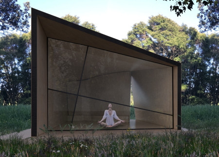 Curved Metal Veil and Birch Interior in a Tranquil Finnish Retreat