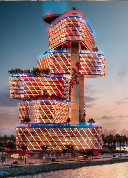 GRC Facade With Calligraphic Elements Unites Community Within Sustainable Mixed-Use Space  