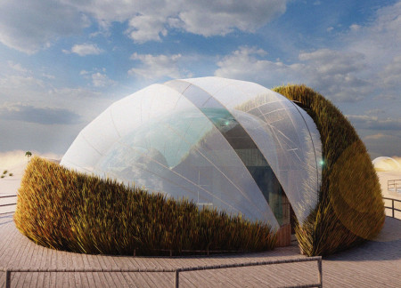 Exploring 360-Degree Views Within GFRC Domes Integrated Into The Desert Landscape