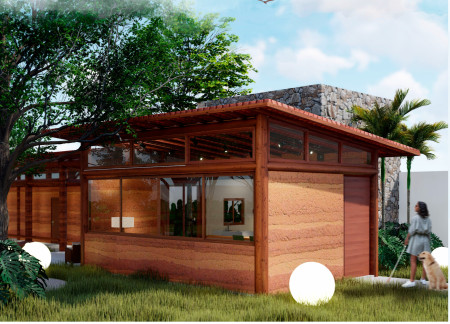 Rammed Earth Facades with Natural Daylight Integration in a Community-Focused Residence