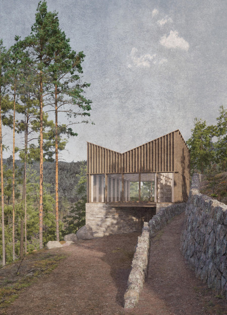 Charred Wooden Shingles Complement Cross-Laminated Timber in a Tranquil Wellness Retreat