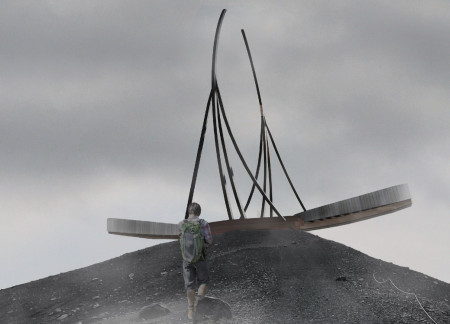 Charred Wooden Shingles and Steel Framework Form a Contemporary Lookout Amid Volcanic Landscapes