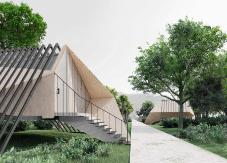 Elevated Cocoon Structure Crafted from Traditional Thatch and Local Timber for a Sustainable Retreat  