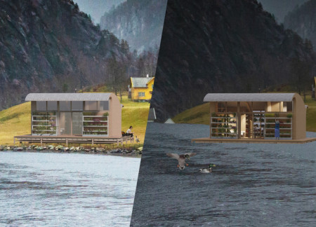 Buoyant Living Spaces Crafted from Cross-Laminated Timber and Charred Wooden Shingles