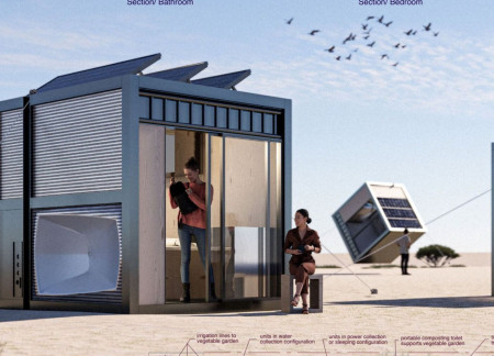 Steel Frames and Solar Integration in a Modular Habitat for Arid Environments