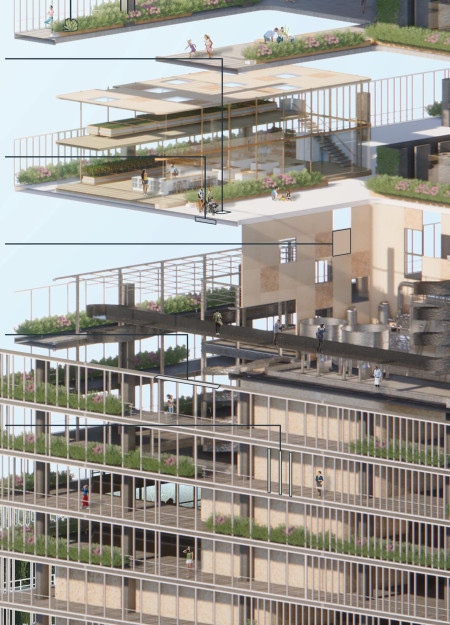 Reclaimed Wood Structures Enhanced by Green Roofs for Sustainable Urban Living