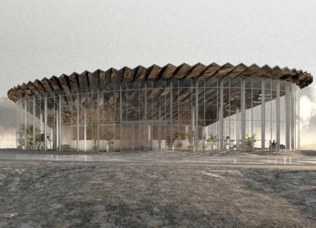 Reflective Panels and Brushed Concrete Create a Cinematic Pavilion in Iceland