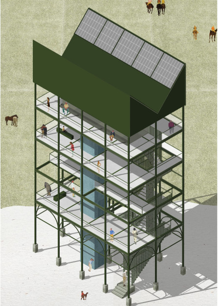 Suspended Staircases and Recycled Steel Define A Transparent Community Hub  