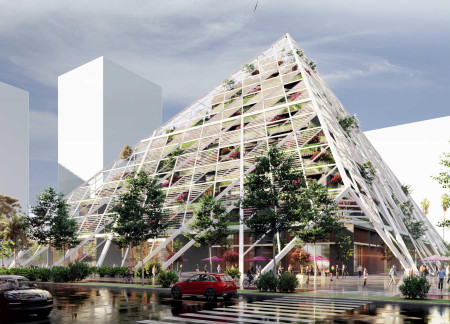Biophilic Community Center Emphasizing Cross-Laminated Timber and Natural Stone Integration  