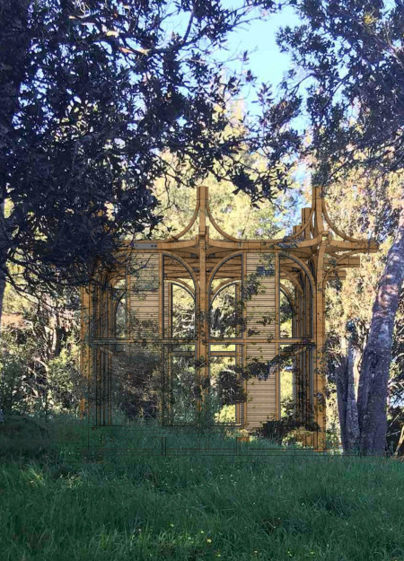 Timber Louvers and Glass Facade Merging Nature with Meditation Spaces  