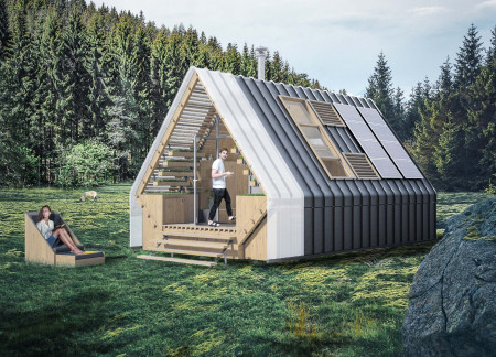 Charred Wooden Shingles and Cross-Laminated Timber Panels Forming an Eco-Friendly Modular Residence  