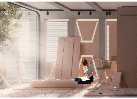 Reclaimed Wood Interiors and Transparent Glass Facades in a Flexible Urban Habitat  