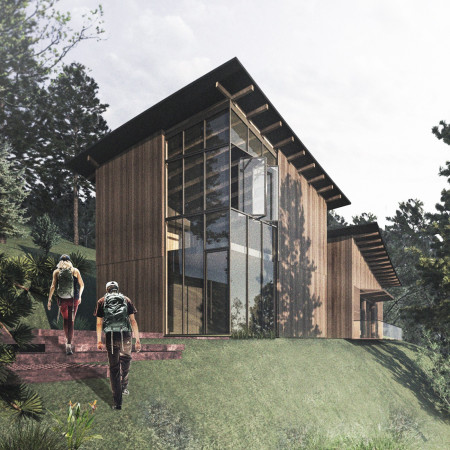 Charred Wood Shingles and Floor-to-Ceiling Glass Unite in a Community Wellness Space  