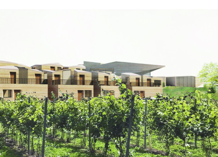 Charred Wooden Shingles and Frosted Windows Create Community Clusters in a Vineyard Retreat
