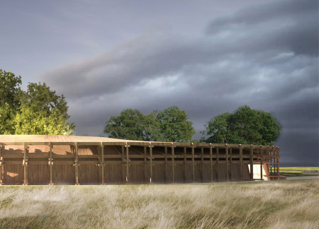 Reflective Garden Crafted With Undulating Concrete and Timber Canopy For Communal Remembrance  