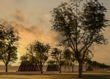 Charred Wooden Shingles and Triangular Forms Shape Eco-Friendly Lodging Near the Venta River