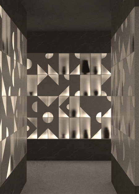 Tessellated Concrete Structure Embracing Natural Stone and Light for Reflective Memorial Spaces