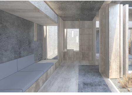 Concrete Sanctuary With Tactile Wood Textures in an Urban Retreat  