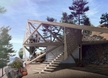 Timber Framework Embraces Nature With Geometric Canopy and Rainwater Integration