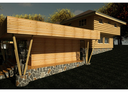 Half Logs and Natural Stone Blend Seamlessly with Multi-Functional Spaces in a Contemporary Lakeside Retreat