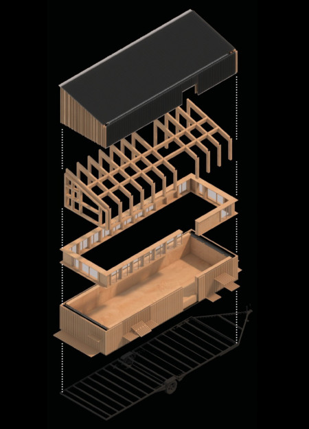 Charred Wooden Shingles and Cross-Laminated Timber Panels Define Compact Mobile Living Space  