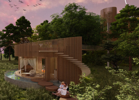 Cross-Laminated Timber Retreat With Charred Wooden Shingles Nestled in Nature
