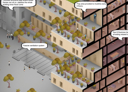 Elevated Emergency Shelter Featuring Cross-Laminated Timber Panels and Sustainable Design Elements