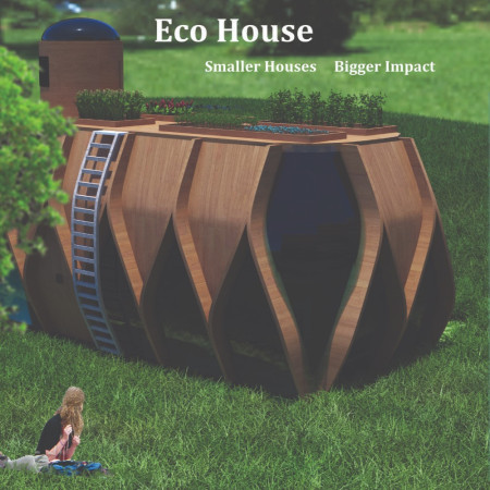 Bamboo Construction With Solar Integration and Rooftop Agriculture In a Compact Urban Setting