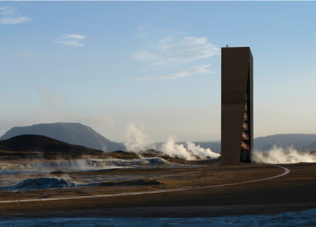 Void-Form Structure Integrating Stabilized Rammed Earth and Glass Within Iceland's Geothermal Landscape