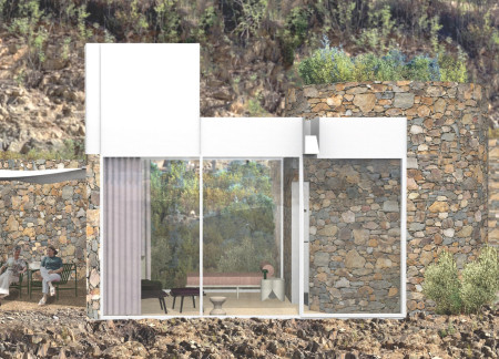 Local Stone Cabins with Vegetative Roofs Designed for Mindful Retreats