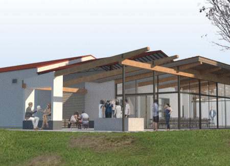 Charred Wooden Shingles and Biophilic Design in a Contemporary Community Hub
