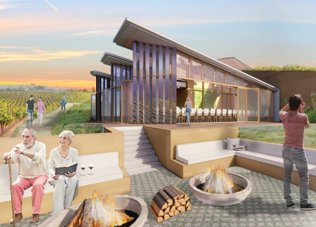 Thermal Mass Integration With Earthen Stone And Operable Glass In A Wine Tasting Venue