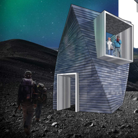 Reflective Aluminum Facade Blending With Icelandic Landscape in Sculptural Gathering Space