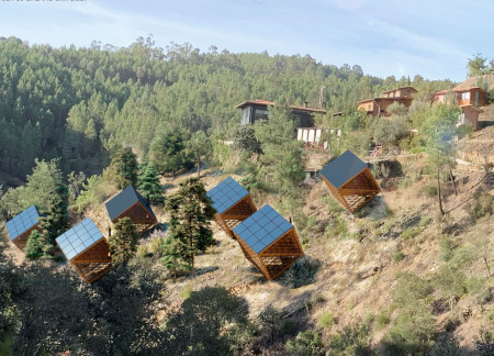 Charred Wooden Shingles and Cross-Laminated Timber Frames Create Tranquil Retreat Cabins  