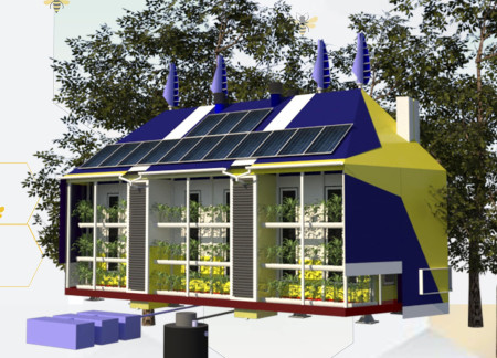 Biomaterials Integration With Vertical Gardens in a Self-Sufficient Micro Home
