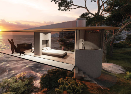 Rotating Structure With Cross-Laminated Timber Panels Optimizing Coastal Views  