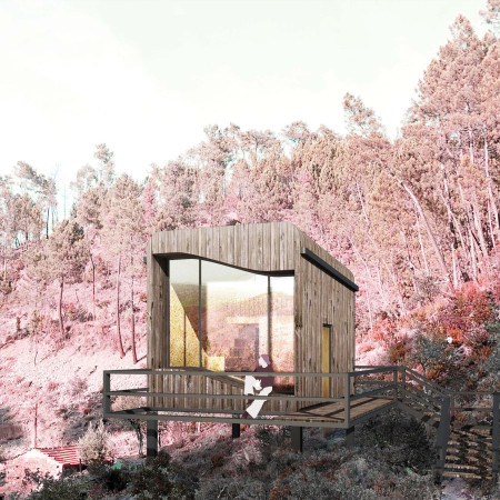 Curvilinear Roofs and Sustainable Cork Insulation in a Mountain Retreat