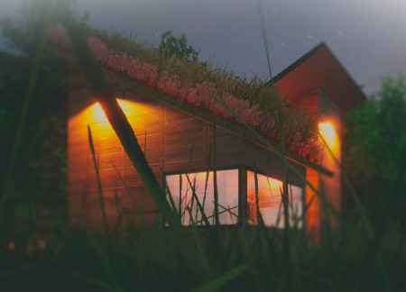 Rotating Modules and Cedar Cladding Define A Flexible Community Living Space  