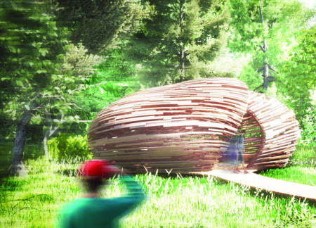 CNC-Milled Lattice Shelters Crafted from Sustainably Sourced Timber for Contemplative Retreats  