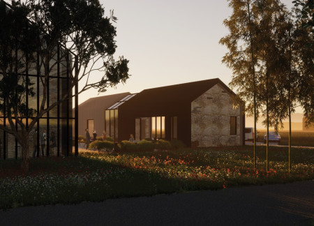 Reclaimed Brick and Cross-Laminated Timber Blend in Sustainable Vineyard Guesthouse  