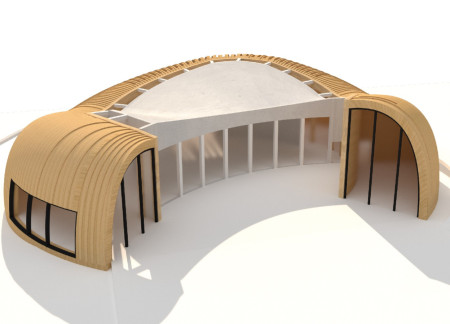 Circular Form Woven With Charred Wooden Shingles and Natural Light for Community Wellness  